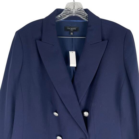 Talbots Tailored Stretch Double Breasted Blazer Jacket Blue Size 14W - Picture 4 of 9